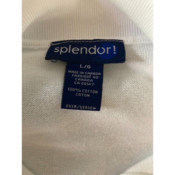 Splendor! women's v-neck collared long sleeve white pull over sweater size large - Picture 2 of 4